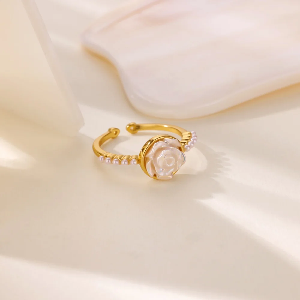 Elegant Ring Imitation Pearl Stainless Steel Y2K Jewelry