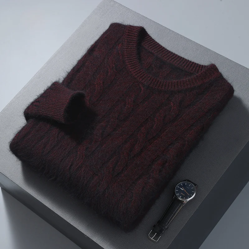 Maglione invernale da uomo nuovo maglione di visone maglione di cashmere pullover girocollo intrecciato biancheria intima casual di grandi dimensioni top caldo lavorato a maglia 5
