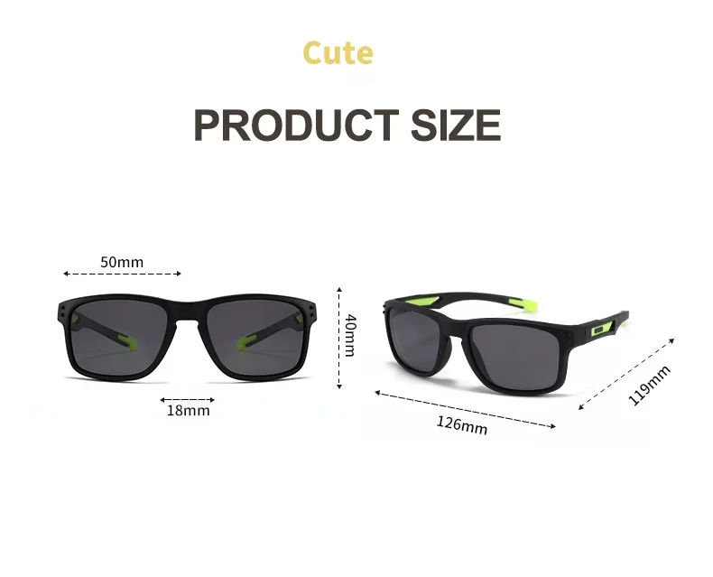 Outdoor-Sport, quadratische Kinder-Sonnenbrille, polarisiert, UV400-Schutz, flexible Silikon-Brillenschirme für Jungen und Mädchen von 3–12 Jahren_voghion.com
