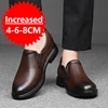 Men Leather Shoes Business Dress Shoes Slip On Invisible Inner Height Increasing Men's Shoes 6/8 CM Wedding Shoes Big Size 36-47 4