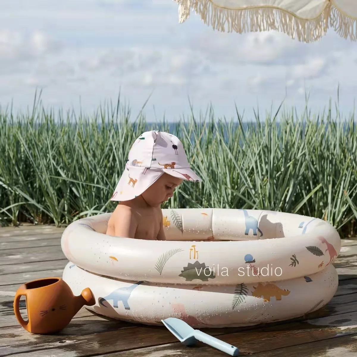 New Inflatable Beach Swimming Pool Baby Indoor Outdoor Wading Pool Soft PVC Round Color Ball Fence Play Space Room