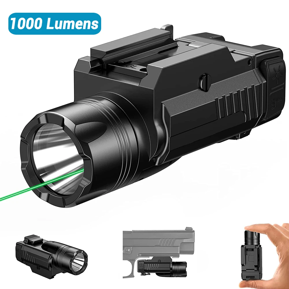 1000 Lumens Tactical Weapon Gun Light Red Green Dot Laser Combo Weapon