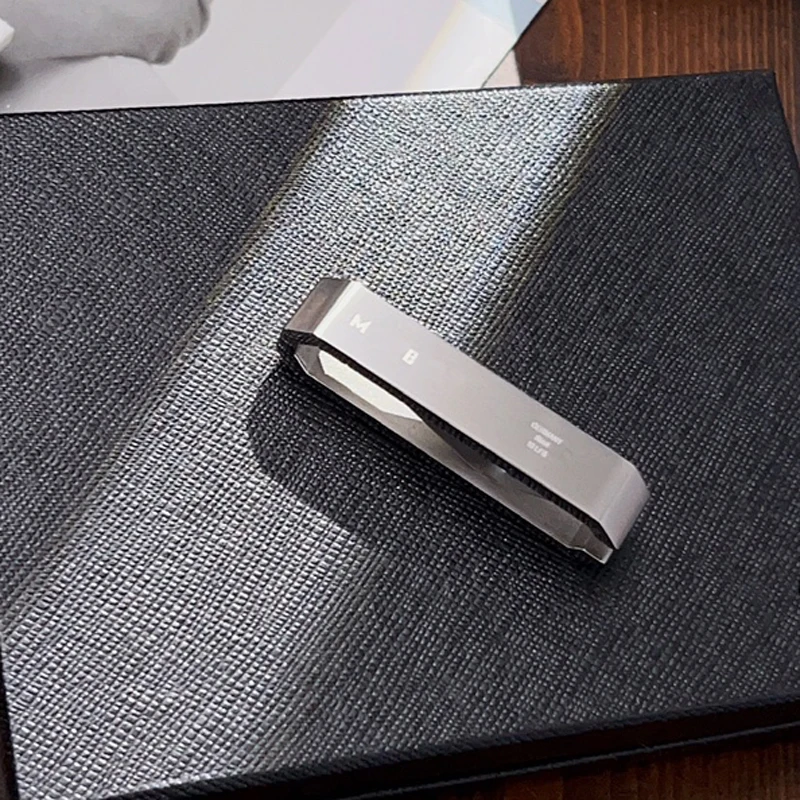 PJS MB Black Hexagonal Pattern Money Clip 316L Stainless Steel 1:1 High Quality Luxuy Classic Ticket And Change Folder With Box
