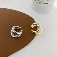 Fake Piercing Earcuff Double Circle Ear Cuff Faux Earrings for Women Man Hiphop Vintage Cuffs Earclips Accessories Korean Fashio - Image 3