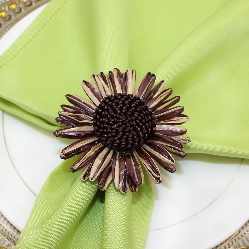 6Pcs Sunflower Napkin Rings Vintage Farmhouse Flower Napkin Holder for Home Kitchen Spring Summer Halloween Table Decor HWF77