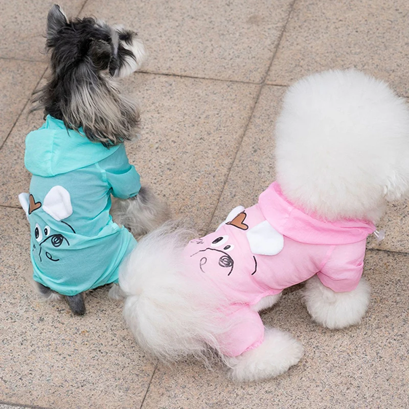 여름 개 자외선 차단 의류 작은 중형 개를위한 얇은 애완 동물 점프 슈트 D-링 개 액세서리가있는 애완 동물 방수 의류