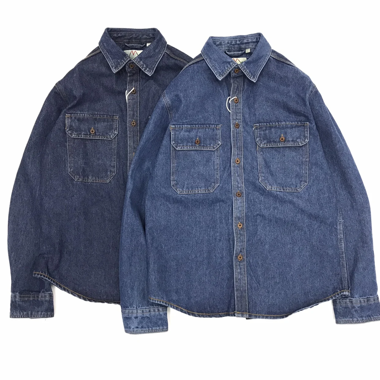 Heavyweight Casual Men's Denim irt Loose Fit Retro Sle Long Sve Cotton Youth Trend Autumn Wear hine Waable