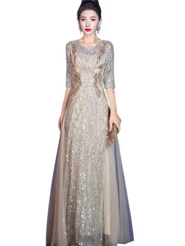 فستان سهرة أنيق للنساء فستان طويل عصري متوسط ​​الخ...