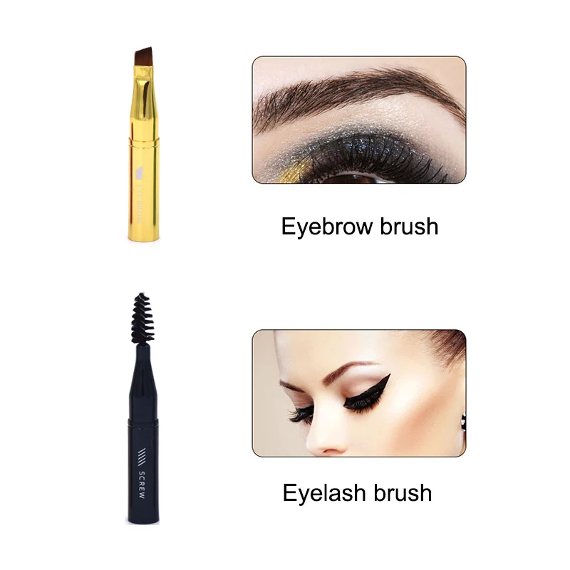 4 In 1 Multifunctional Makeup Brush Eyebrow Lip Eyelash Eye Shadow Professional Cosmetic Brush Metal Colorful