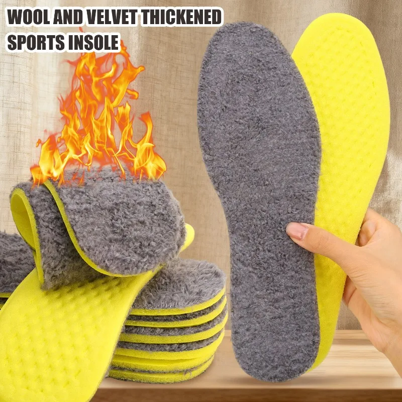 Self Heated Thermal Insoles for Feet Winter Warm Memory Foam Shoe Pads for Men Women Thickened Plush Elasticity Sports Shoe Pads