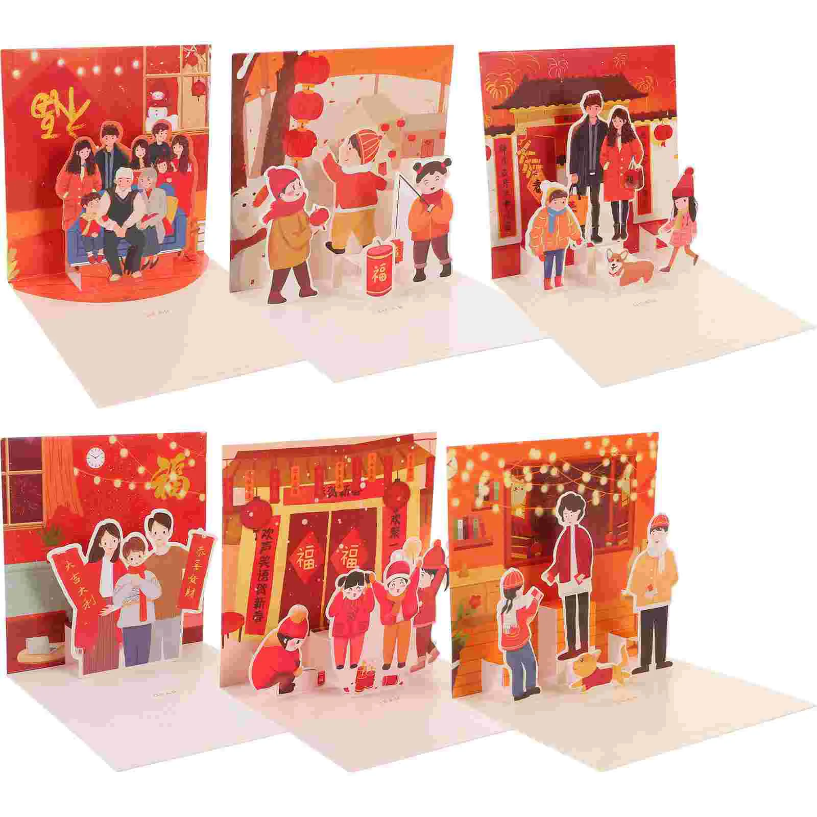 

6 Pcs Greeting Card Chinese New Year Cards 2024 Christmas Gifts Kids Decorative