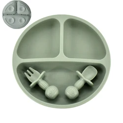 4-Piece Silicone Cartoon Smile Face Plate Set (Army Green Set)