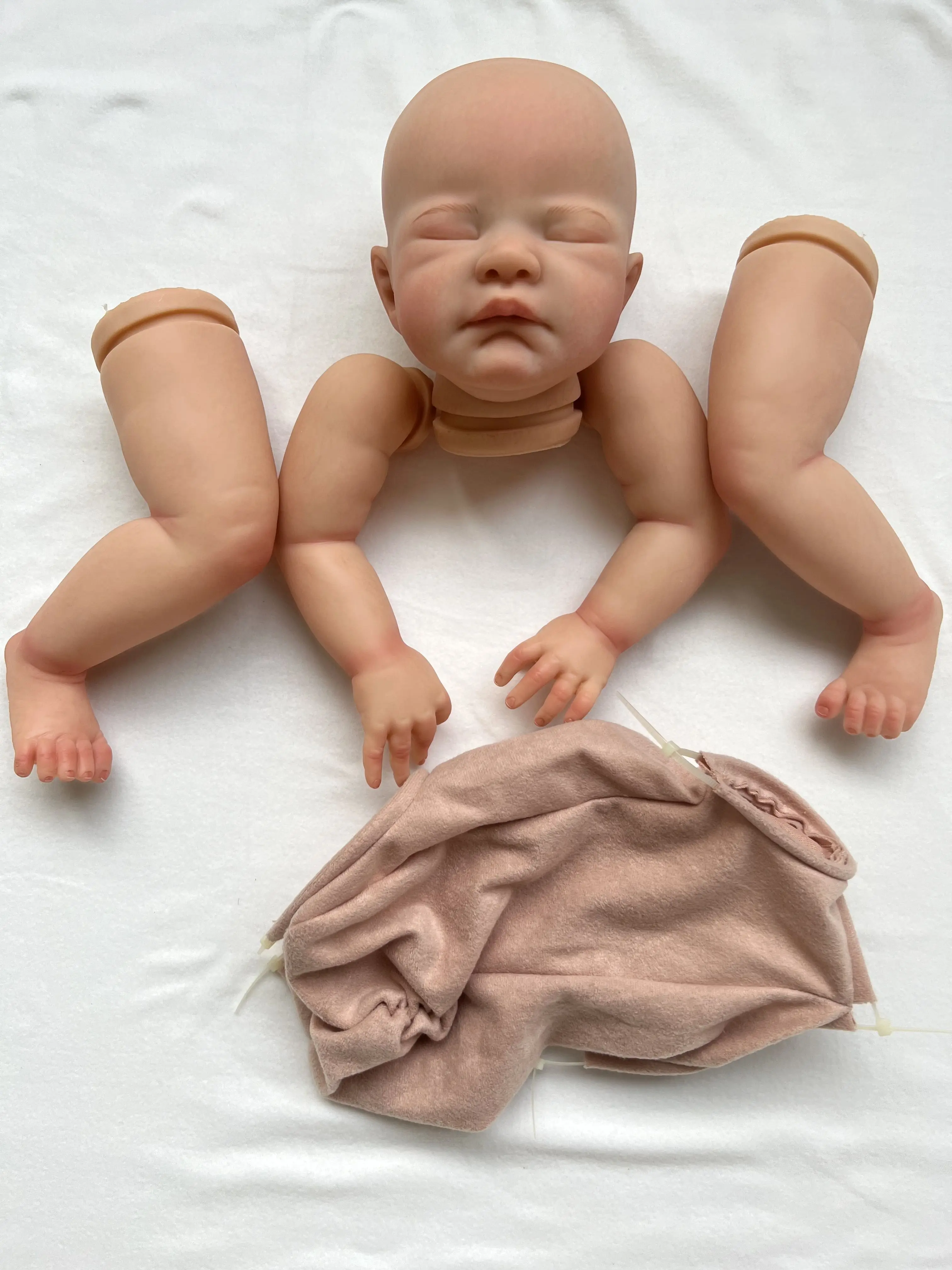 

NPK 21inch Already Painted Reborn Doll Parts August Cute Sleeping Baby 3D Painting with Visible Veins Cloth Body Included