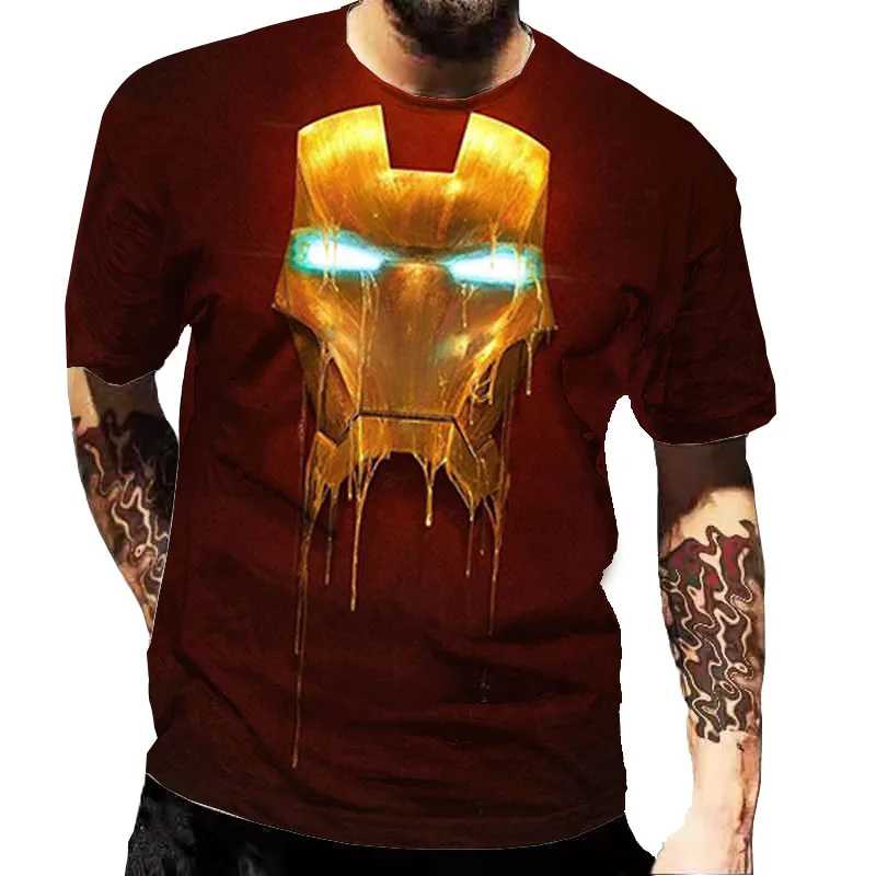 Miniso Hero Iron-man 3D Print Men Short Sleeve T Shirt Tee Clothing Summer Streetwear Casual Fashion Children Tops kids short sleeve t shirt