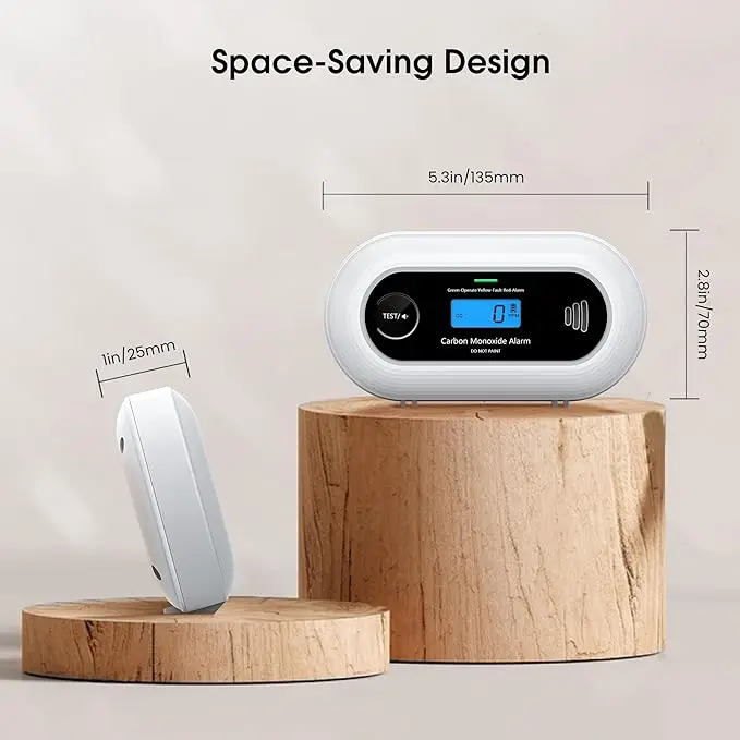 Carbon Monoxide Detector Alarm, Portable 10-Year Battery CO Alarm with Digital LCD Display, for Home, Office and Travel