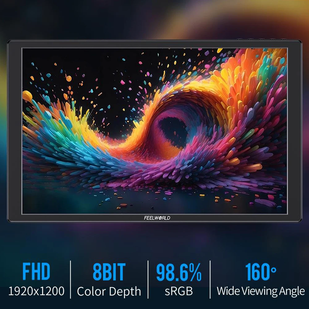 FEELWORLD D10 10.1인치 350cd 휴대용 외장 모니터 터치 FHD1920x1200 USB-C HDMI 호환