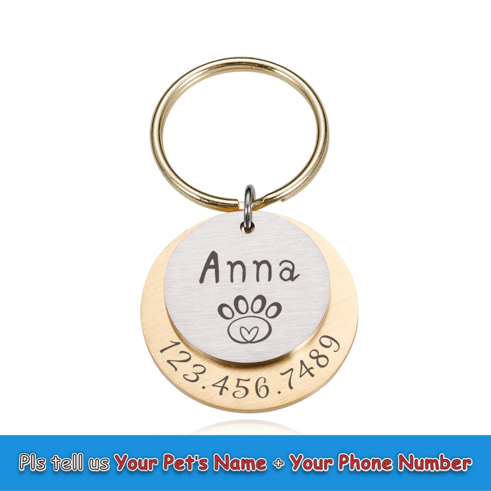 Personalized Engraving Pet ID Tags Anti-lost Dog ID Tag Identification Customized Pet Name Puppy Collar Dog Cat Tag Pet Supplies 