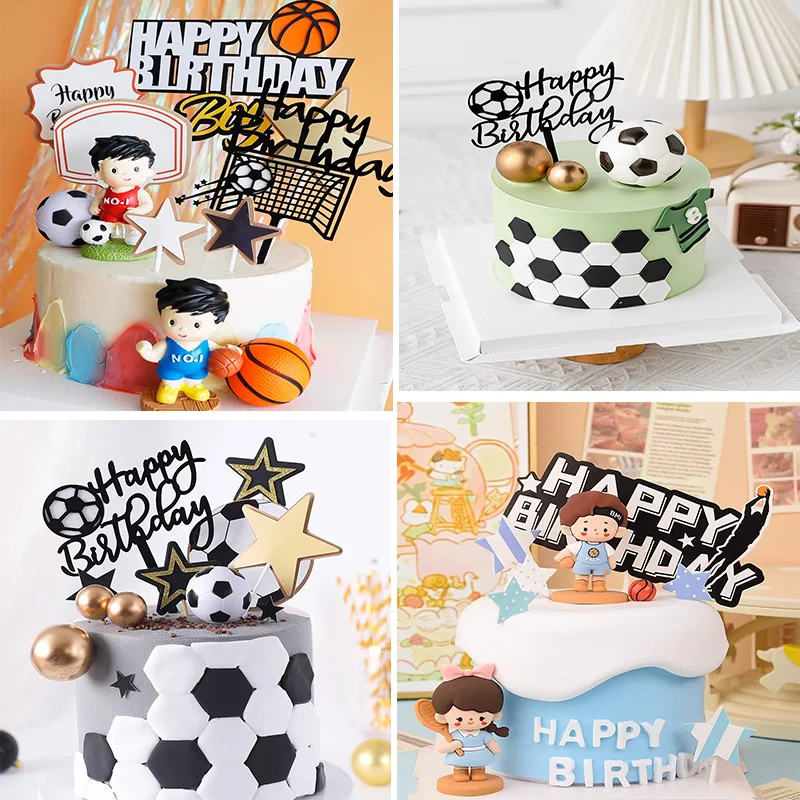 Football Cake Designs Birthday Boy  Football Cake Toppers Birthday Cakes -  1set Gold - Aliexpress