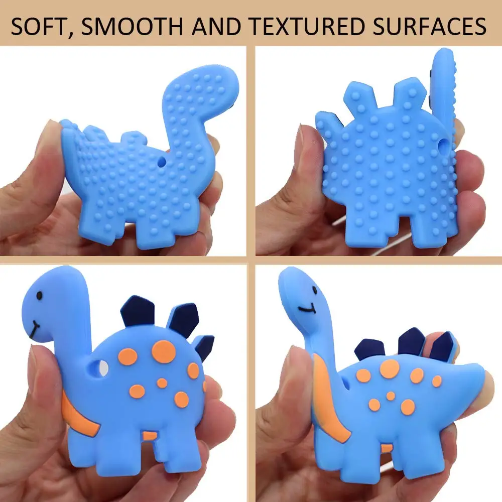 2pcs Silicone Dinosaur Chewy Toys Chew Necklaces for Sensory Kids for Boys with Autism Chewing Necklaces Anxiety Reduce 4