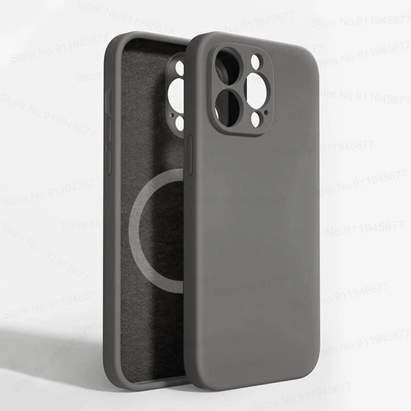 thumbnail image 1 of Upgraded Liquid Silicone For Magsafe Phone Cases For iPhone 15 14 11 13 12 Pro Max Plus Wireless Charge Case Magnetic Soft Cover, 1 of 5
