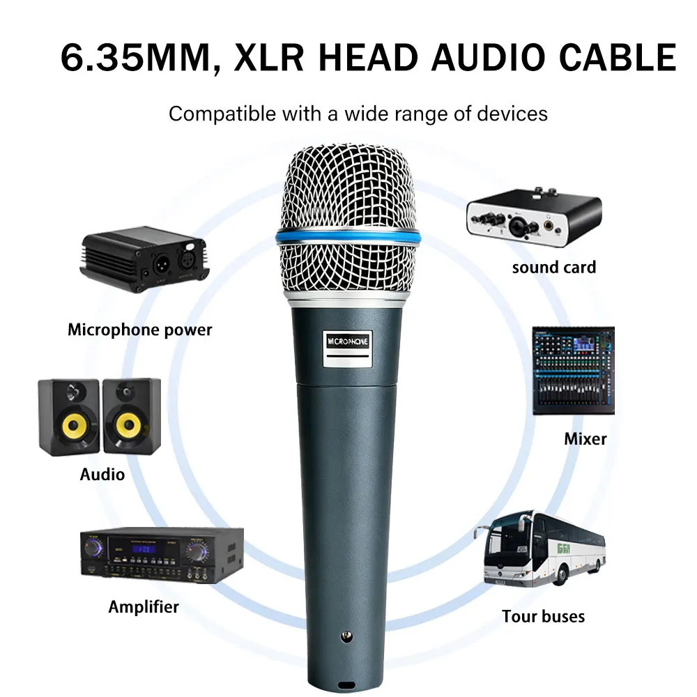 BA 다이나믹 하트형 마이크 57A, 금속 구조, 무대 노래에 적합, Shure Karaoke BBOX와 호환 가능
