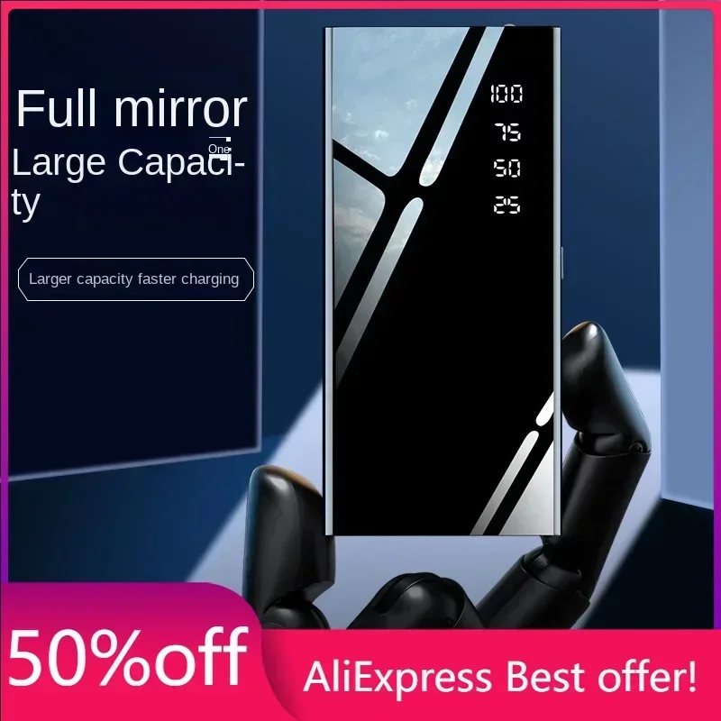 

60000mAh Rechargeable Battery Power Bank - Large Capacity, Full Mirror Surface, Digital Display. Stay Powered Up Anywhere,