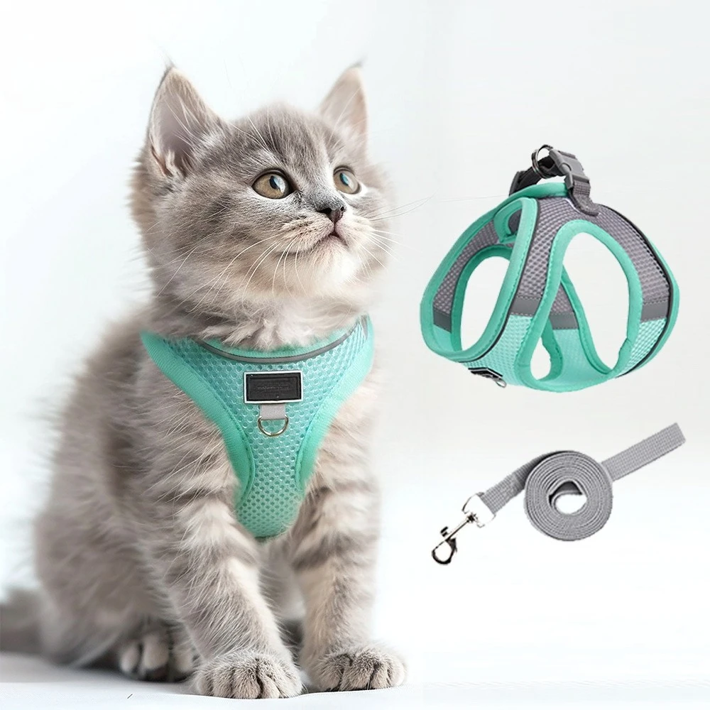 Adjustable Reflective Cat Collar & Leash Set – Comfortable Walking Vest 1