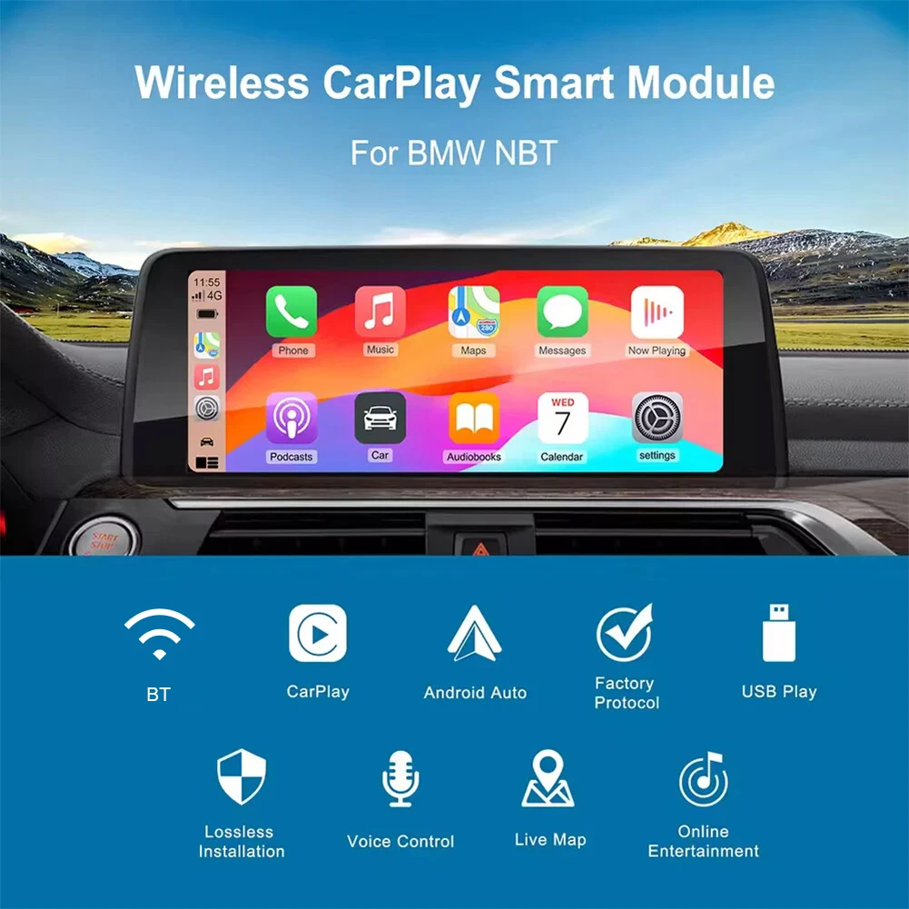 안드로이드 오토 NBT 모듈 BT 연결 자동 연동 박스 NBT 시스템 미러링크 모듈 (BMW F7 F10 F15 F20 F25 F30 F80 용)