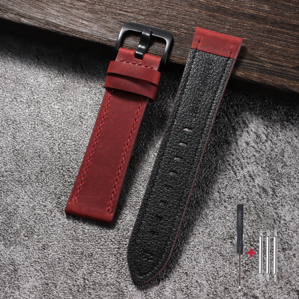 Premium Calfskin Leather Watch Strap - Dark Brown, Black, Blue