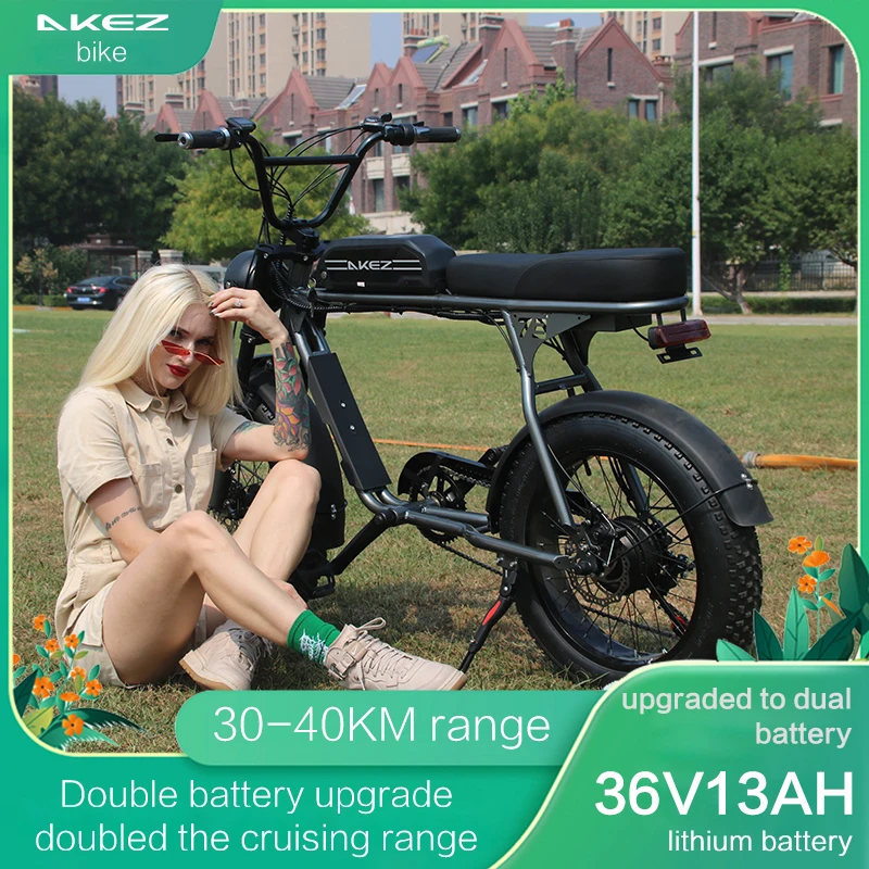 Akez 팻 타이어 전기 자전거, 2000W 듀얼 모터 Ebike, 전기 산악 스노우 바이크, 전기 통근 자전거, 48V 18A, 20 인치