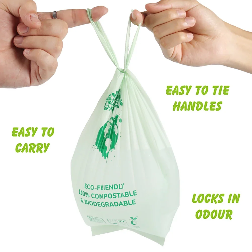 10Rolls Corn Starch PLA Biodegradable Pet Garbage Bag Compostable Vest Style Cat Dog Poop Trash Bags Outdoor Pets Carriers Tool