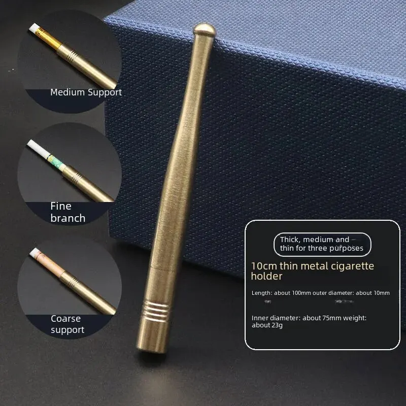 Portable Pure Copper Filter Ring Type Cigarette Holder Yellow Copper Detachable Washable Smoke Absorber Extended Version