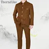 Thorndike  Long Sleeve Blazer Pants Elegant Business Men Formal Prom Collar Africa Style Men Suits New Arrival Sliver Button 3