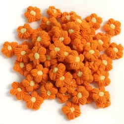 Hand-Knitted Colorful Floral Applique Patches - 50pcs (Orange)