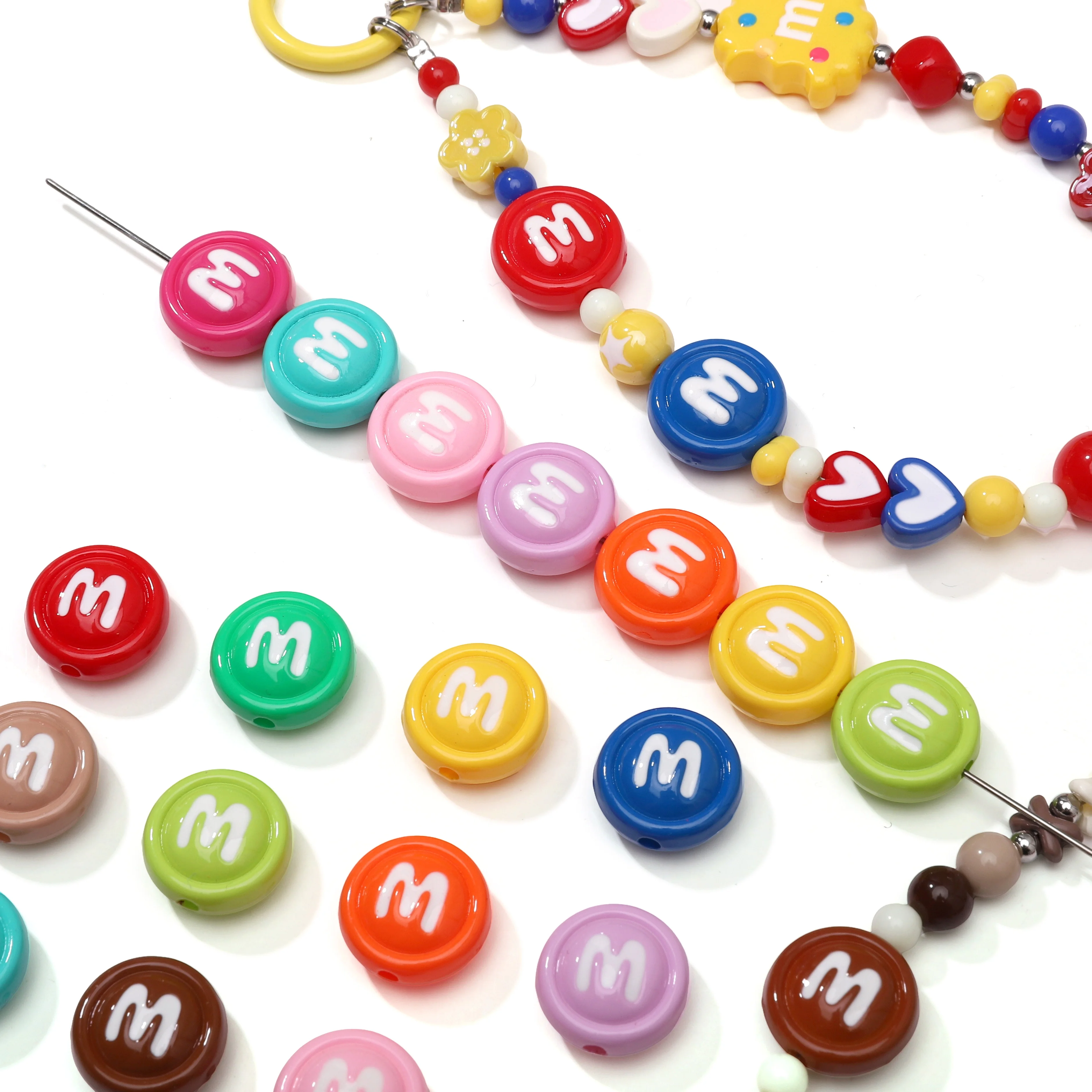 2/10 Stück Acryl Cartoon m Bean Perlen Farbe handgemachte Spacer Charm Perle für Schmuckherstellung DIY Armband Dekoration Zubehör – Detail 8