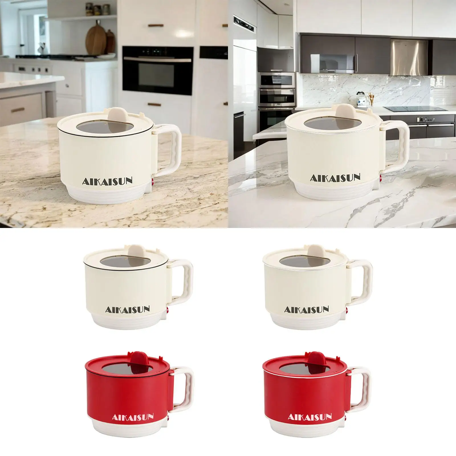Electric Hot Pot Household Nonstick Portable Electric Cooker 1.5L Frying Pan for Oatmeal Dumpling Ramen Soup Eggs 6