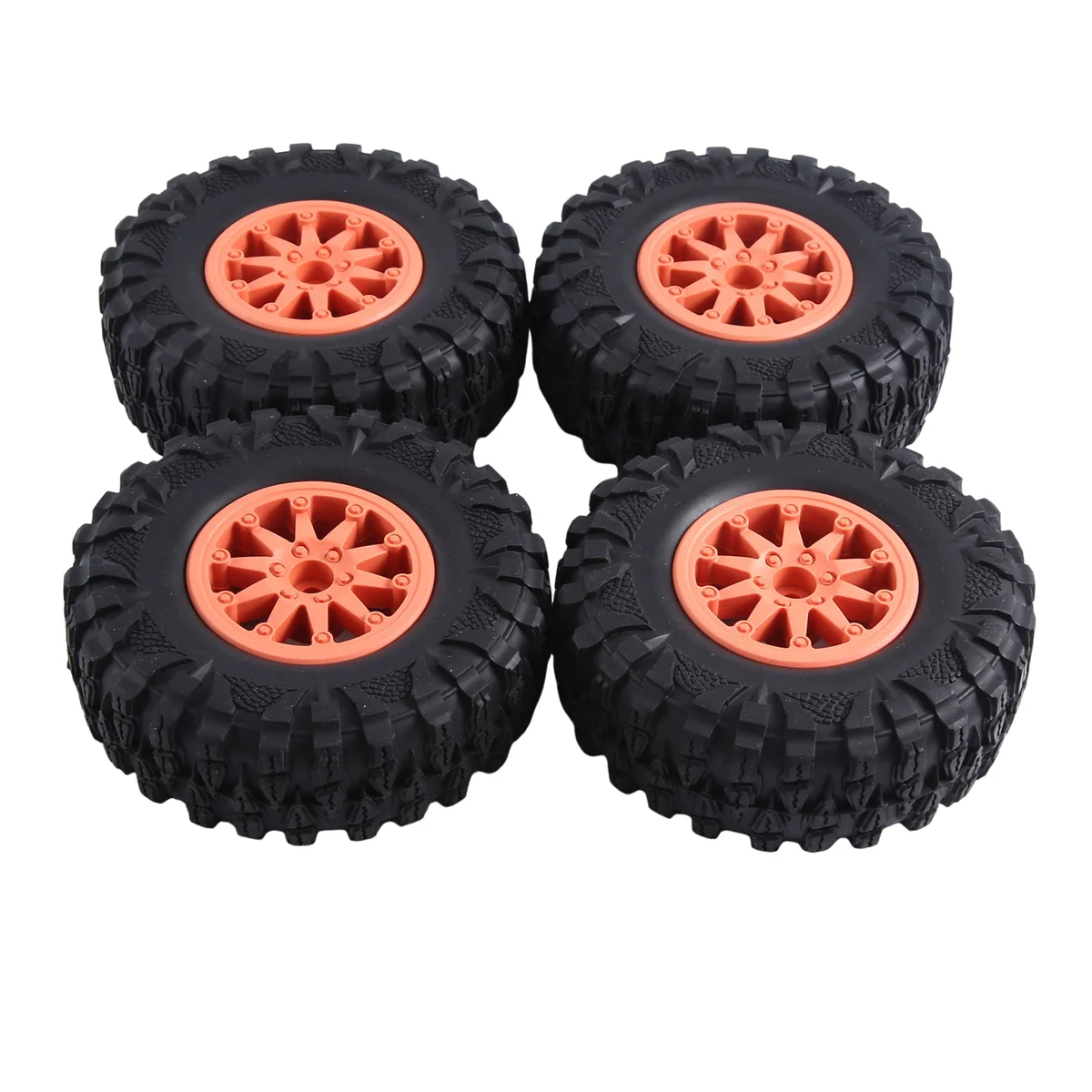 

4PCS 2.2 Inch Nylon Plastic Beadlock Wheel 4.72In/120mm Tire with 12mm Combiner Hex for 1/10 RC Rock Crawler ,Orange