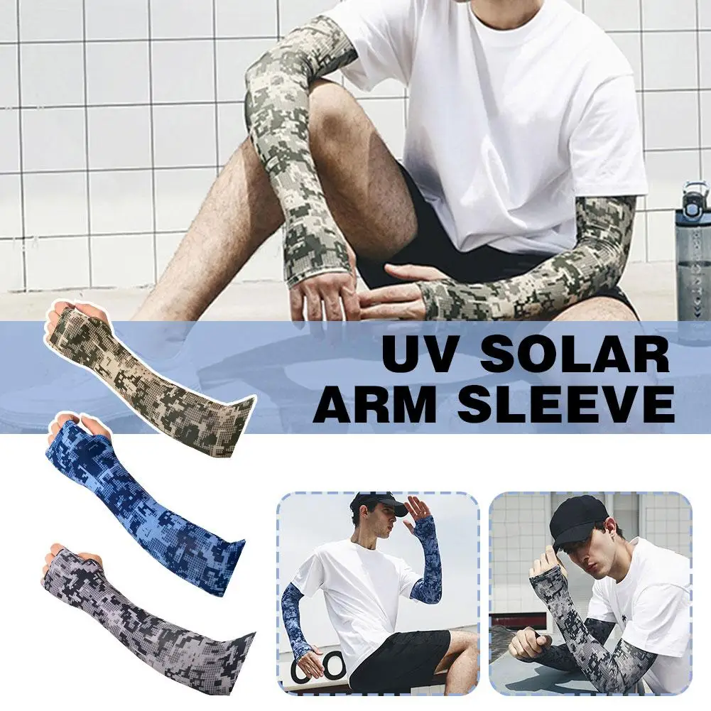 

Uv Solar Arm Sleeve Men Camouflage Ice Silk Long Sleeve Cycling Outdoor Sun-protective Sports Arm Summer Cover Men's Fishin G1U6