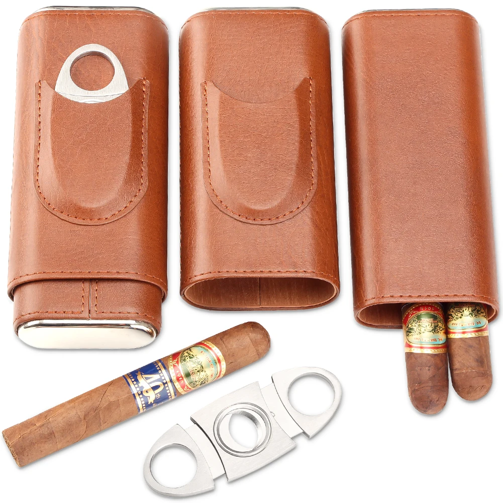 GALINER-Estojo de couro, Suporte para tubo Puro 3, Humidor de