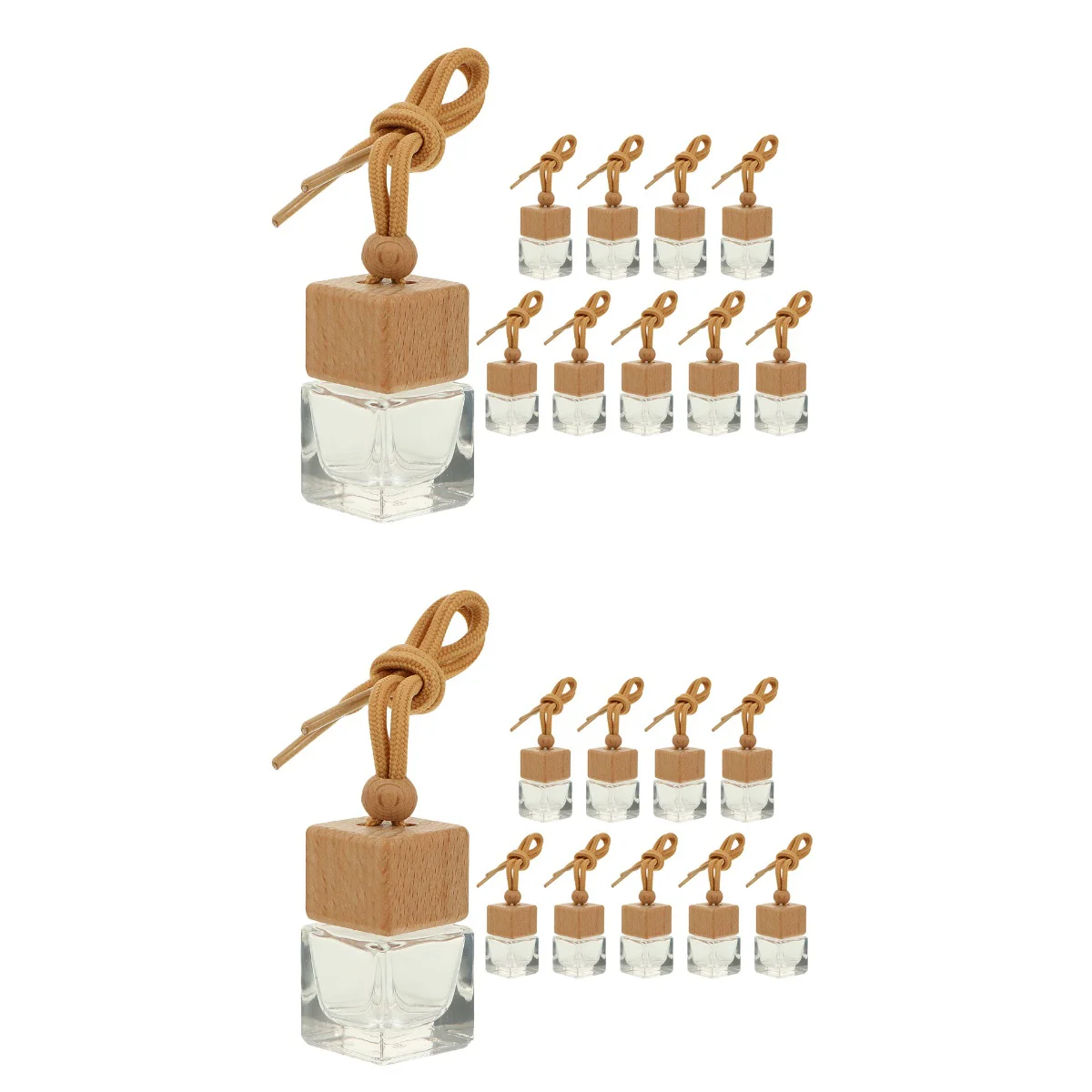 

20 Pcs Essential Oils Diffuser Empty Wooden Bottle Square Lid Car Air Freshener Perfume Pendant Hanging Fragrance Bottles
