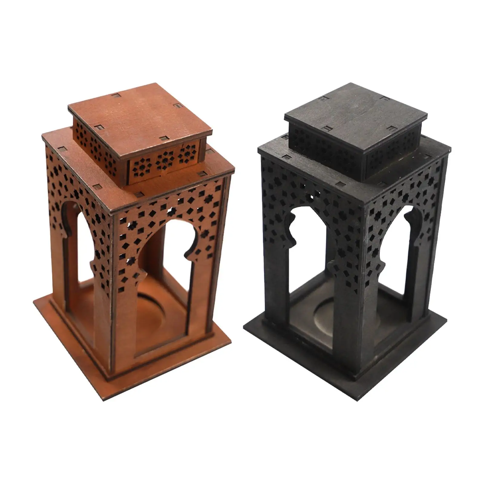 Candle Lantern Table Lantern Wooden Candle Holder Table Decoration for Indoor Outdoor