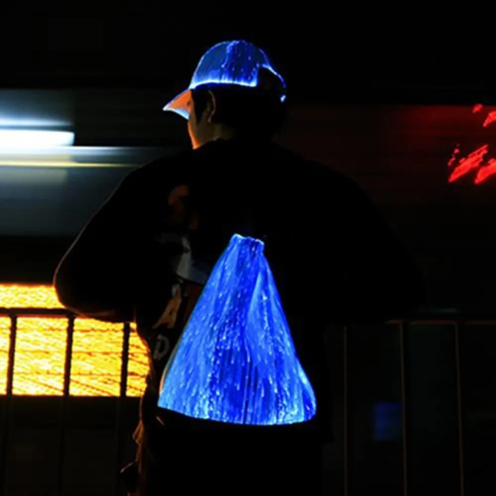 7 Colors Changing Fiber Optic Cap Rechargeable USB Charging Luminous Glowing Hat Flashing Light Up Cap