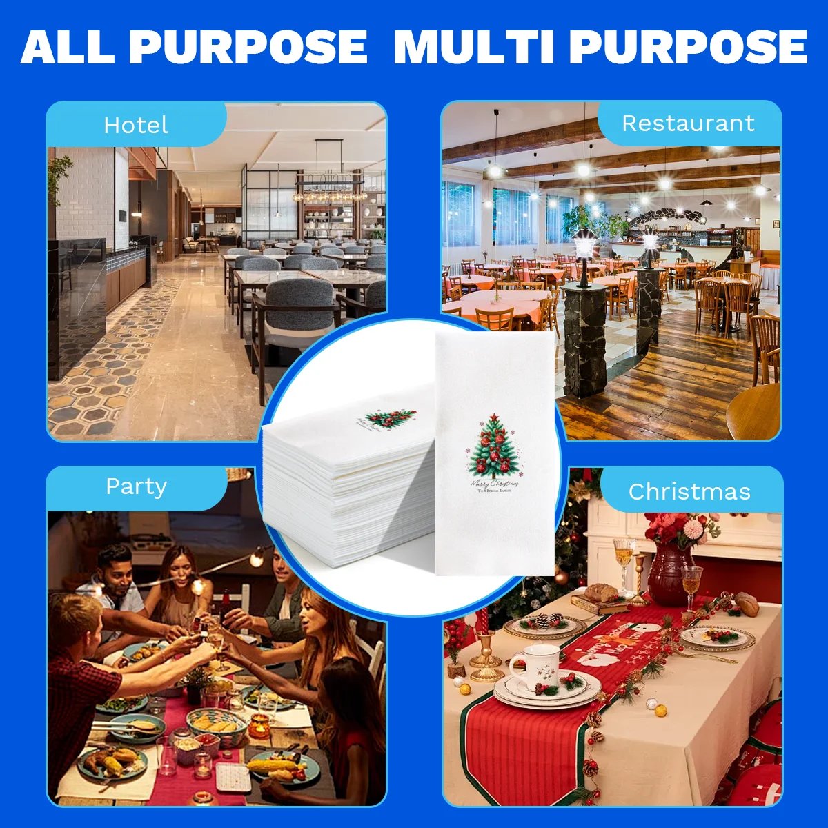 JINYUDOME 25/50Pcs Disposable Linen-Feel Dinner Napkins 30*43cm Napkins Print Prefold Paper Napkins Pad For Home Christmas Party