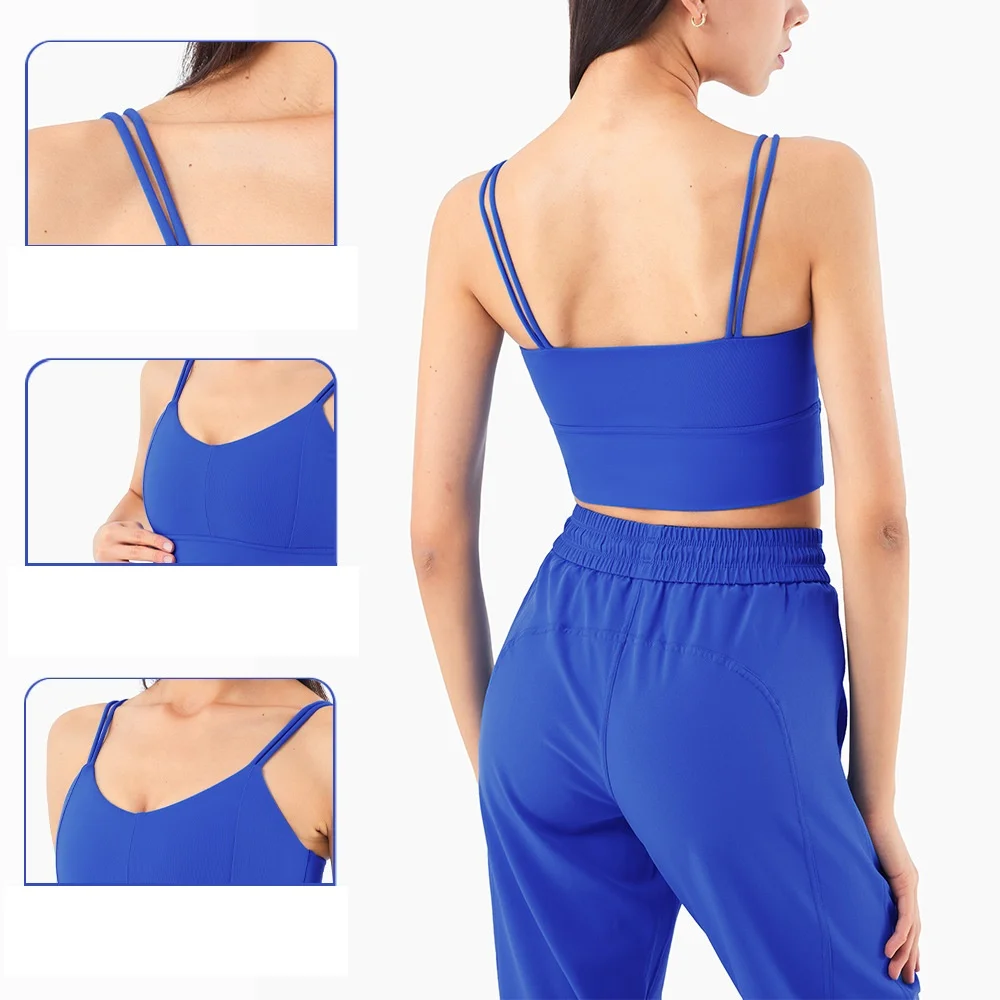 

Top Women's Sexy Sports Bra Solid Color Yoga Bra Fitness Beauty Back Double Suspenders Women Underwear Soft Breathable Seamless