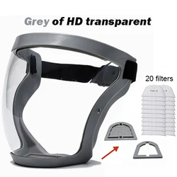 Clear Full Face Shield with HD Safety Glasses and Filters - Reusable Anti - Fog and Dustproof Protection Mask (Upgrad Gary)