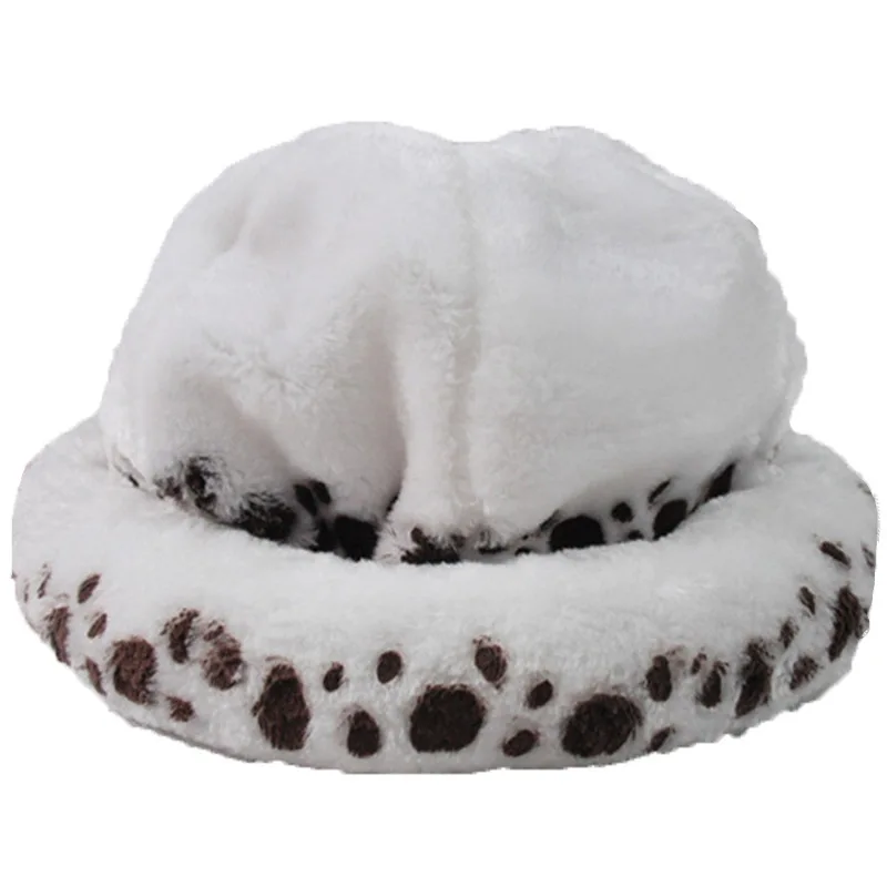 Anime Eternal Memory Trafalgar Law Hat Cosplay Costumes Unisex White Spot Plush Cap Accessories Prop Collection Gift Halloween cosplay hat