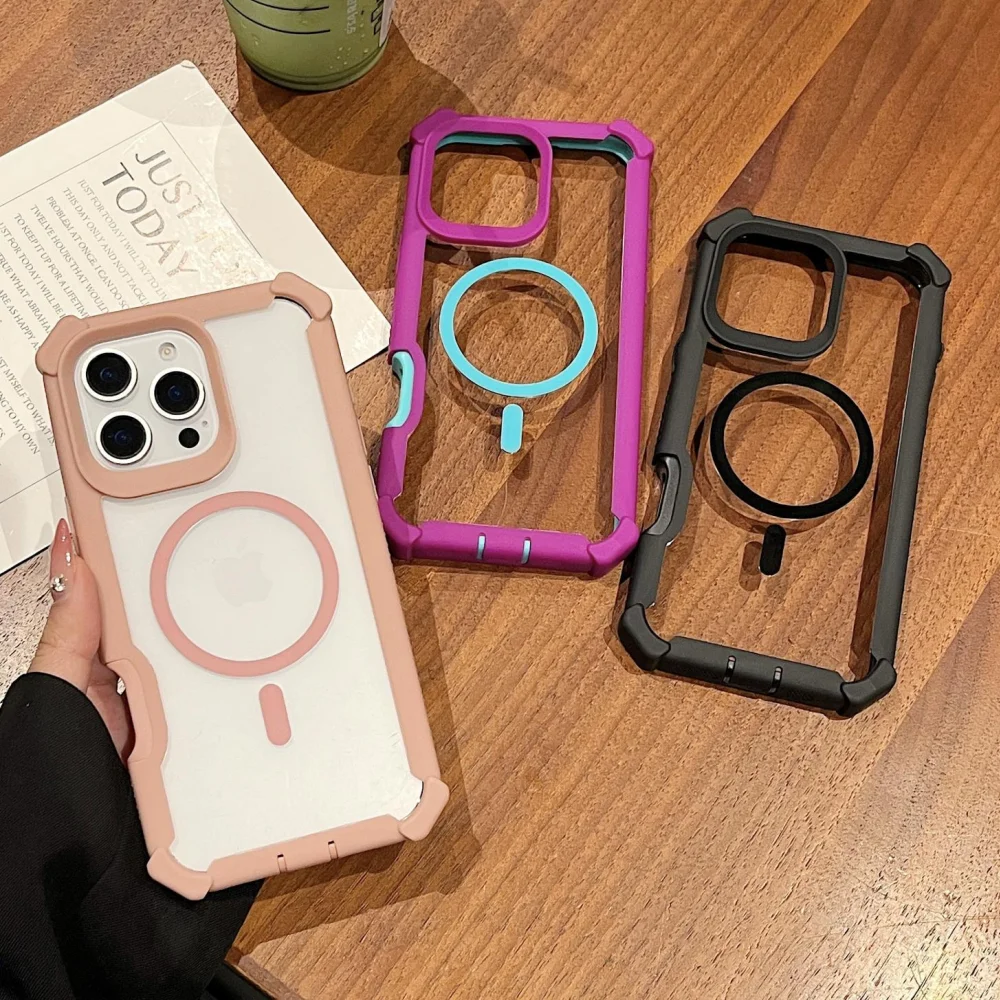 Magnetic Luxury Shockproof Transparent Case with Magsafe Compatibility