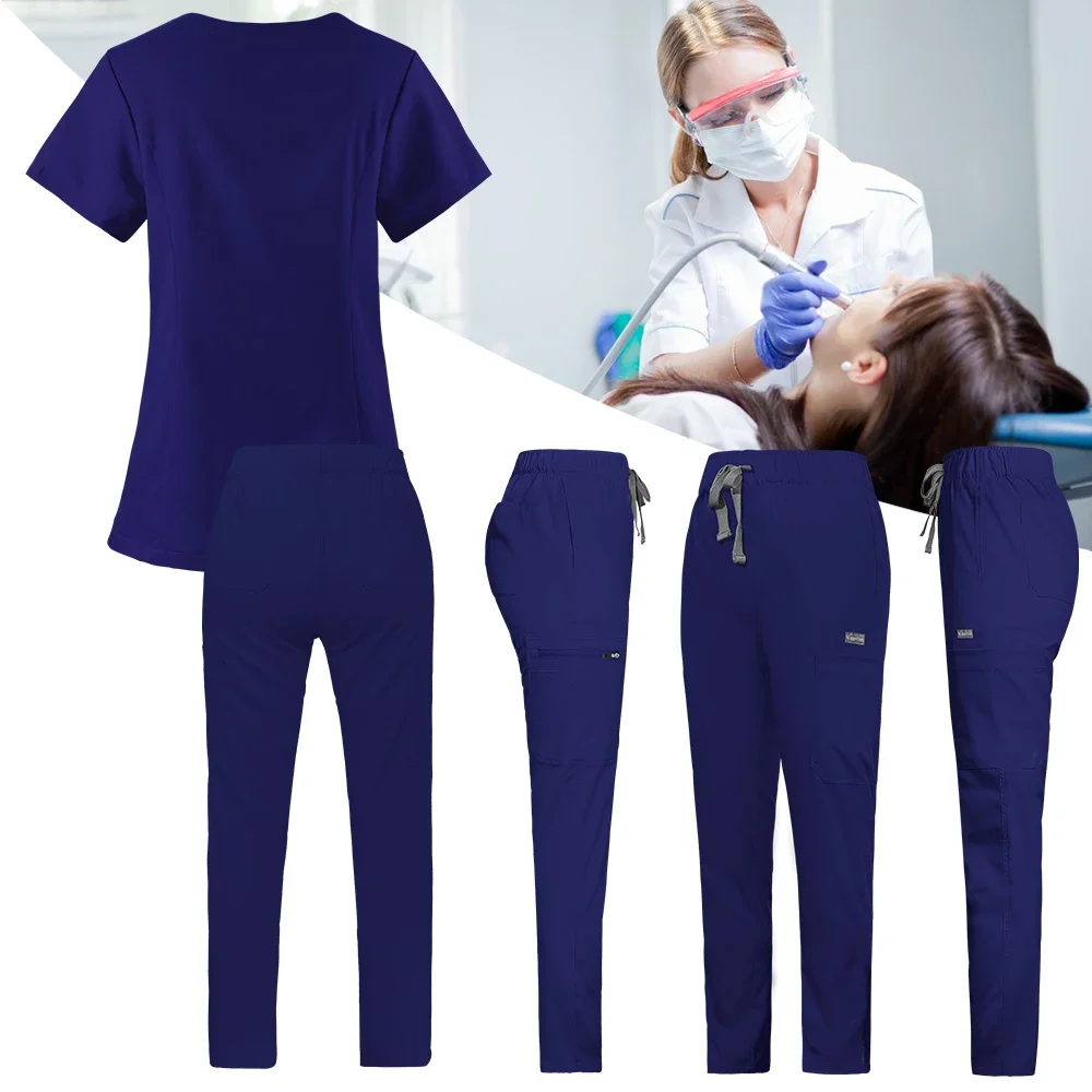 

New Arrival Custom Women Nursing Scrub Straight Leg Pants Set Hospital Doctor Sets Women Stylish Slim Fit Hospital Scrub Uniform