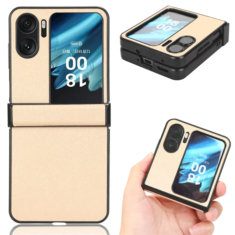 Per Oppo Find N2 Flip Hand Strap Vera Pelle Pura Custodia Antiurto Completa Per Oppo Find N2 Flip N2 Flipcase Sand Design Cover