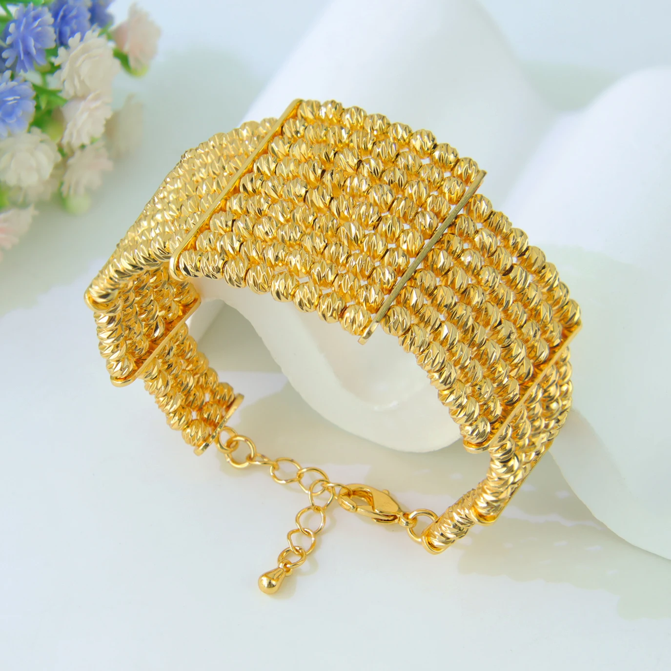 Algeria Bridal Wedding Cuff Bangles 24k Gold Plated Nigeria Luxury